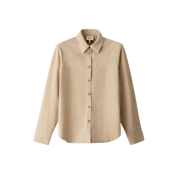 Me and Em ME+EM Luxe Straight Shirt in Pale Tan