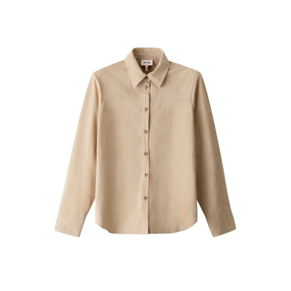 Me and Em ME+EM Luxe Straight Shirt in Pale Tan