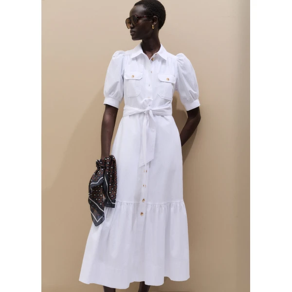 Me and Em ME+EM Midi Shirt Dress in Soft White, view 2
