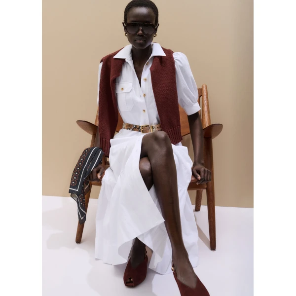 Me and Em ME+EM Midi Shirt Dress in Soft White, view 3