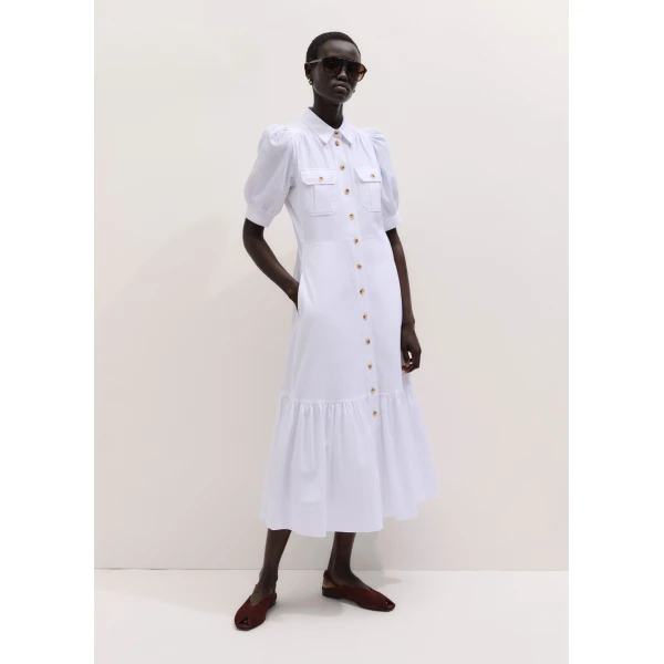 Me and Em ME+EM Midi Shirt Dress in Soft White, view 4