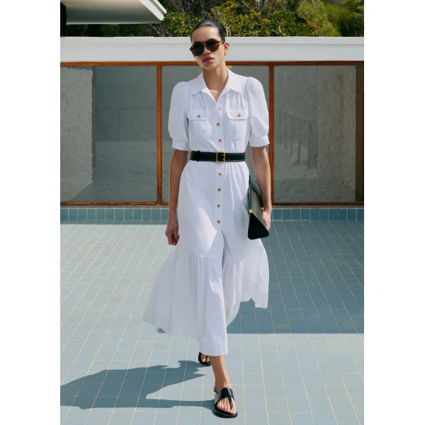 Me and Em ME+EM Midi Shirt Dress in Soft White, view 5