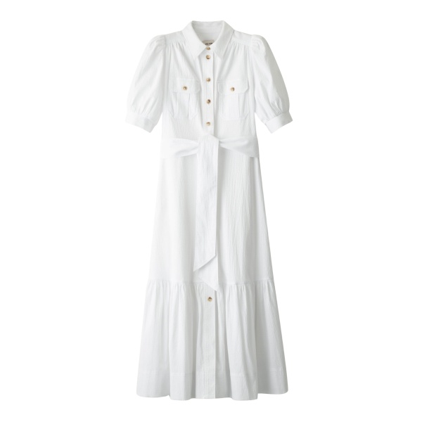 Me and Em ME+EM Midi Shirt Dress in Soft White