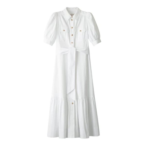 Me and Em ME+EM Midi Shirt Dress in Soft White