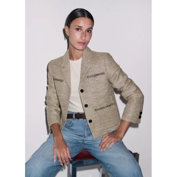 Me and Em ME+EM Patch Pocket Jacket in Gold Multi, view 2