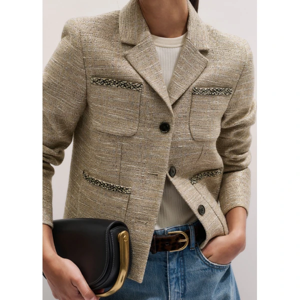 Me and Em ME+EM Patch Pocket Jacket in Gold Multi, view 3