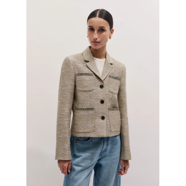 Me and Em ME+EM Patch Pocket Jacket in Gold Multi, view 6