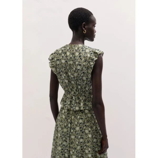 Me and Em ME+EM Peplum Blouse in Green/Multi, view 5