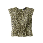 Me and Em ME+EM Peplum Blouse in Green/Multi