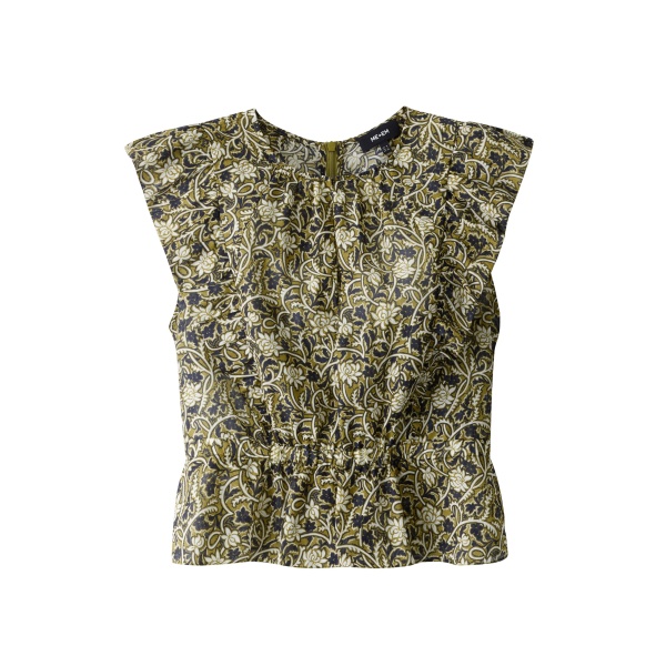 Me and Em ME+EM Peplum Blouse in Green/Multi
