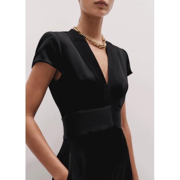 Me and Em ME+EM Pintuck Wide-Leg Jumpsuit in Black, view 3