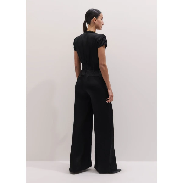 Me and Em ME+EM Pintuck Wide-Leg Jumpsuit in Black, view 5