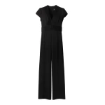 Me and Em ME+EM Pintuck Wide-Leg Jumpsuit in Black