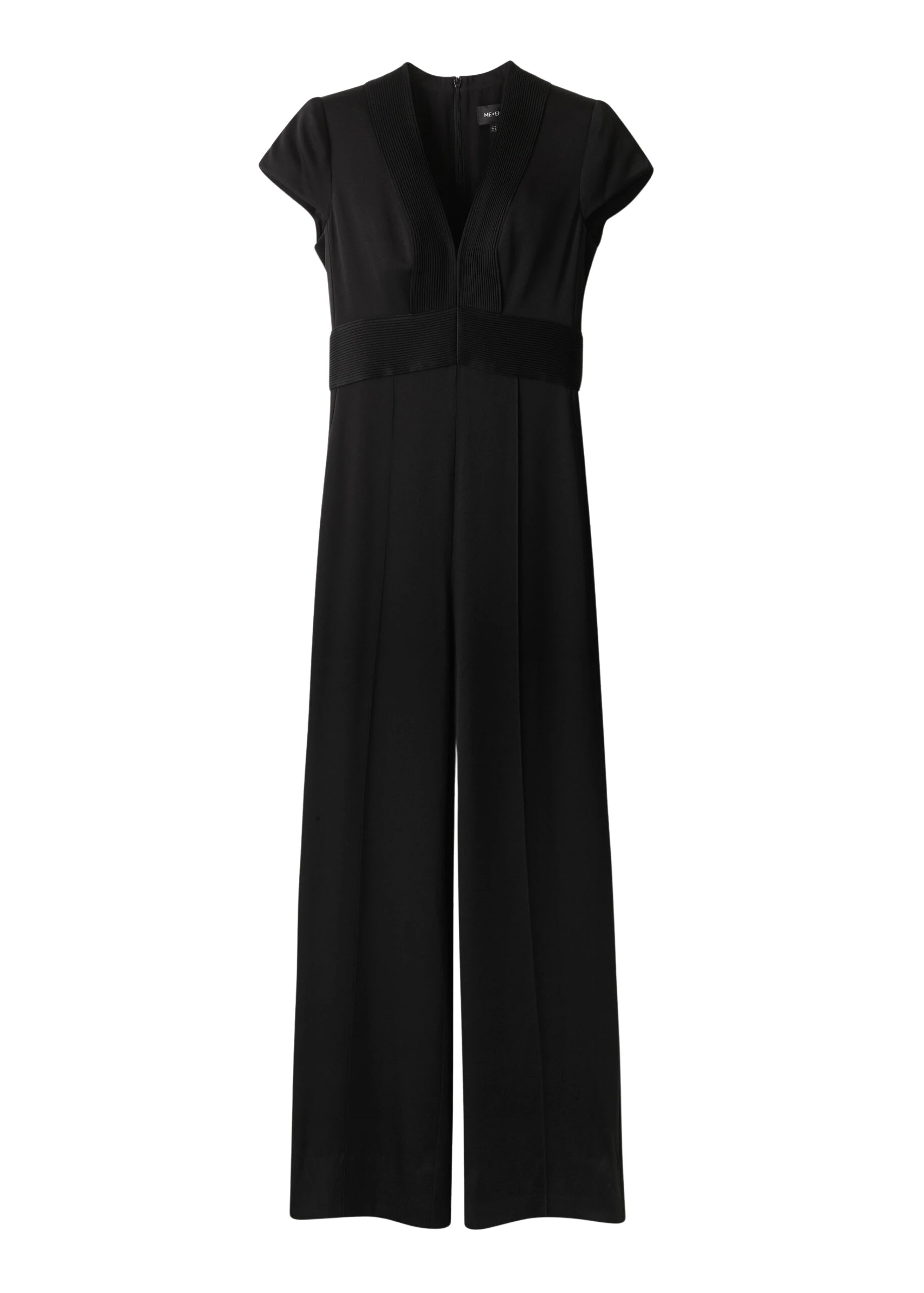 ME+EM Pintuck Wide-Leg Jumpsuit in Black