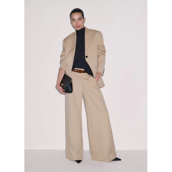 Me and Em ME+EM Pleat Wide-Leg Trouser in Warm Stone, view 4