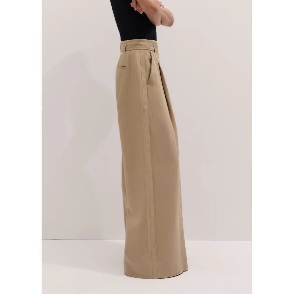 Me and Em ME+EM Pleat Wide-Leg Trouser in Warm Stone, view 6