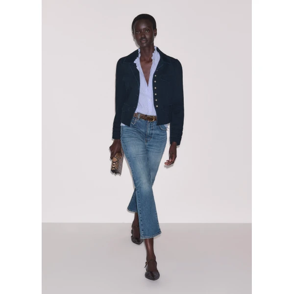 Me and Em ME+EM Pouf Sleeve Blouse in Blue/Soft White, view 4