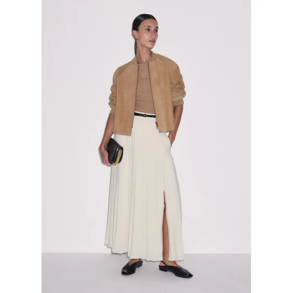 Me and Em ME+EM Raw Edge Slim Knit Tee in Camel Mélange, view 4
