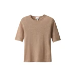 Me and Em ME+EM Raw Edge Slim Knit Tee in Camel Mélange