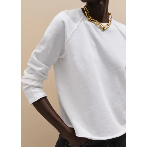 Me and Em ME+EM Raw Edge Sweatshirt in Soft White Top, view 3