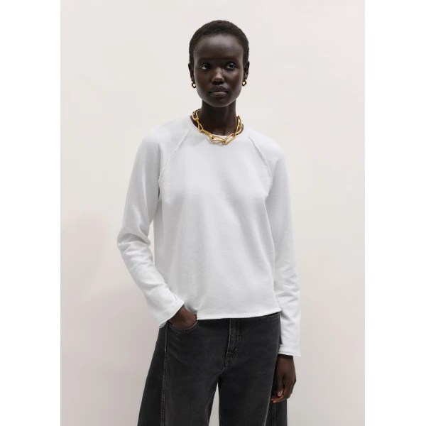 Me and Em ME+EM Raw Edge Sweatshirt in Soft White Top, view 6