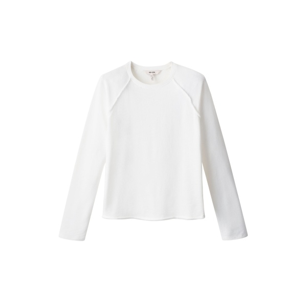 Me and Em ME+EM Raw Edge Sweatshirt in Soft White Top