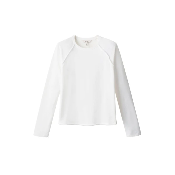 Me and Em ME+EM Raw Edge Sweatshirt in Soft White Top