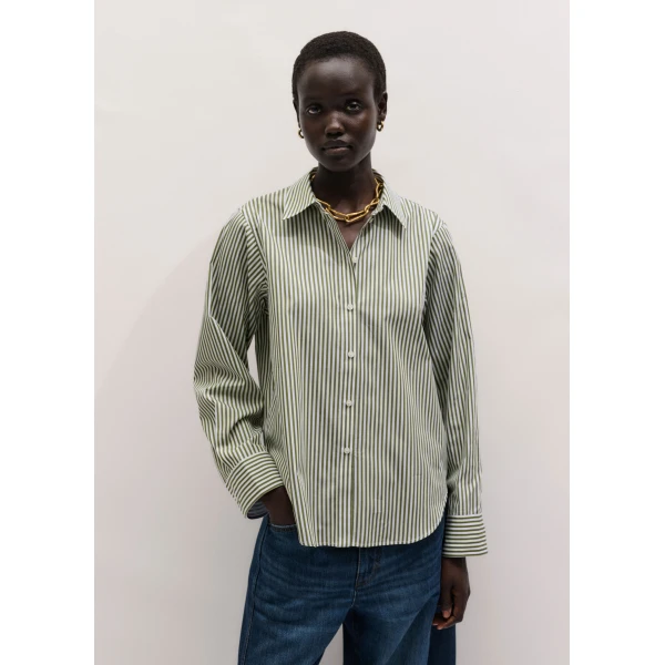 Me and Em ME+EM Relaxed Forever Shirt in Olive/Soft White, view 5