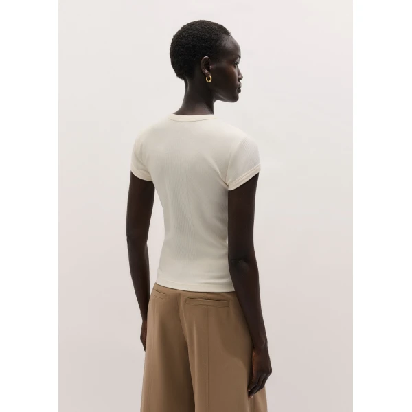Me and Em ME+EM Rib Slim Tee in Cream Top, view 5