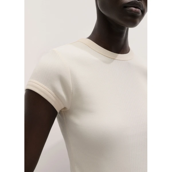 Me and Em ME+EM Rib Slim Tee in Cream Top, view 6