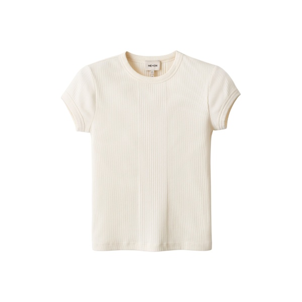 Me and Em ME+EM Rib Slim Tee in Cream Top