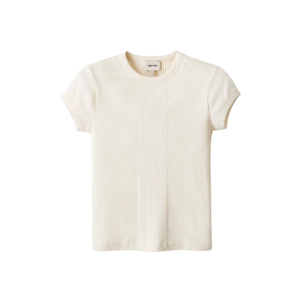 Me and Em ME+EM Rib Slim Tee in Cream Top