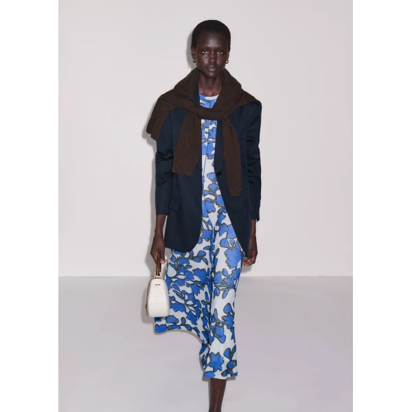 Me and Em ME+EM Ruched Maxi Dress in Blue Multi, view 4