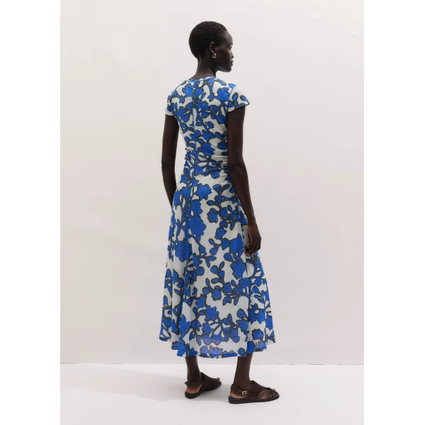 Me and Em ME+EM Ruched Maxi Dress in Blue Multi, view 5