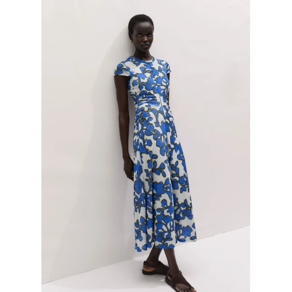 Me and Em ME+EM Ruched Maxi Dress in Blue Multi, view 6