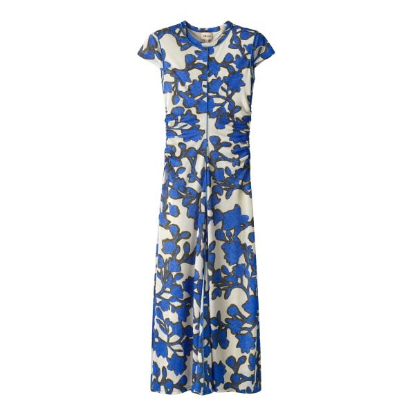 Me and Em ME+EM Ruched Maxi Dress in Blue Multi