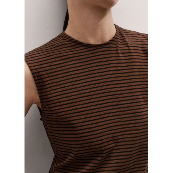Me and Em ME+EM Scarf Neck Tank in Pecan Brown/Black, view 3