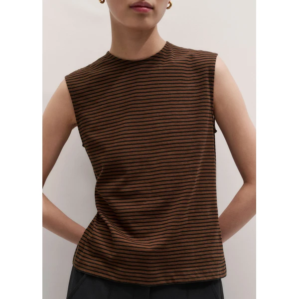Me and Em ME+EM Scarf Neck Tank in Pecan Brown/Black, view 5