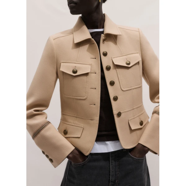 Me and Em ME+EM Short Military Jacket in Pale Stone, view 2