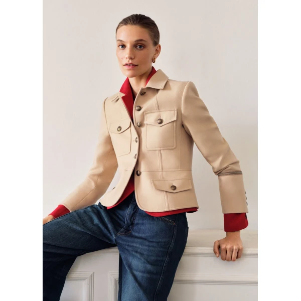 Me and Em ME+EM Short Military Jacket in Pale Stone, view 4