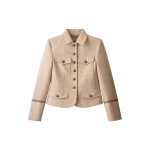 Me and Em ME+EM Short Military Jacket in Pale Stone
