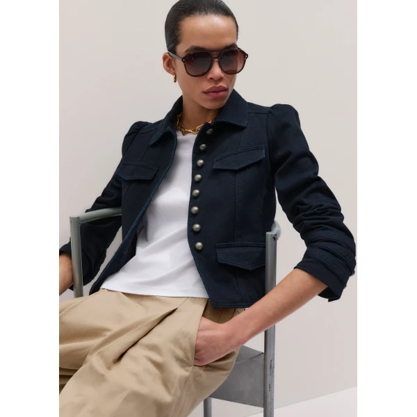 Me and Em ME+EM Short Military Jacket in Summer Navy, view 2