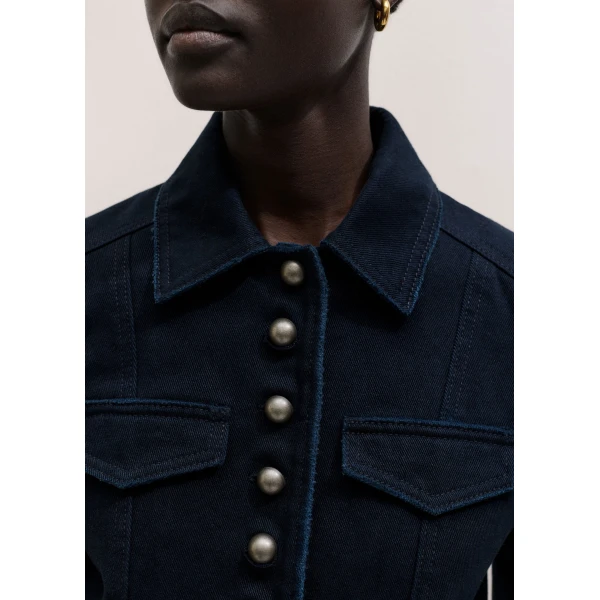 Me and Em ME+EM Short Military Jacket in Summer Navy, view 3