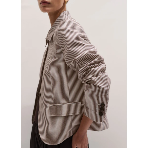 Me and Em ME+EM Short Summer Jacket in Cocoa/Cream, view 4