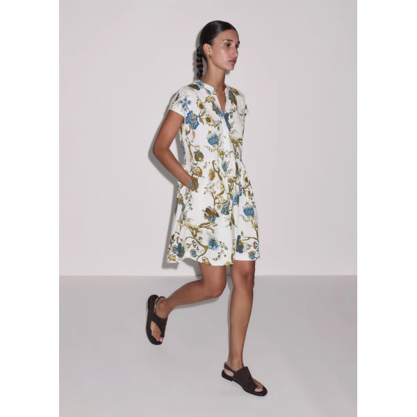 Me and Em ME+EM Short Swing Dress in Light Cream Multi, view 2
