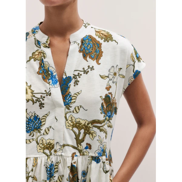 Me and Em ME+EM Short Swing Dress in Light Cream Multi, view 3