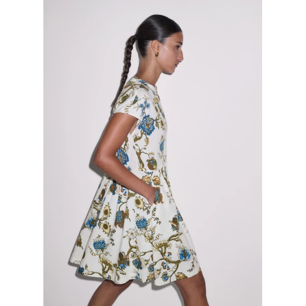 Me and Em ME+EM Short Swing Dress in Light Cream Multi, view 4