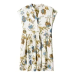 Me and Em ME+EM Short Swing Dress in Light Cream Multi