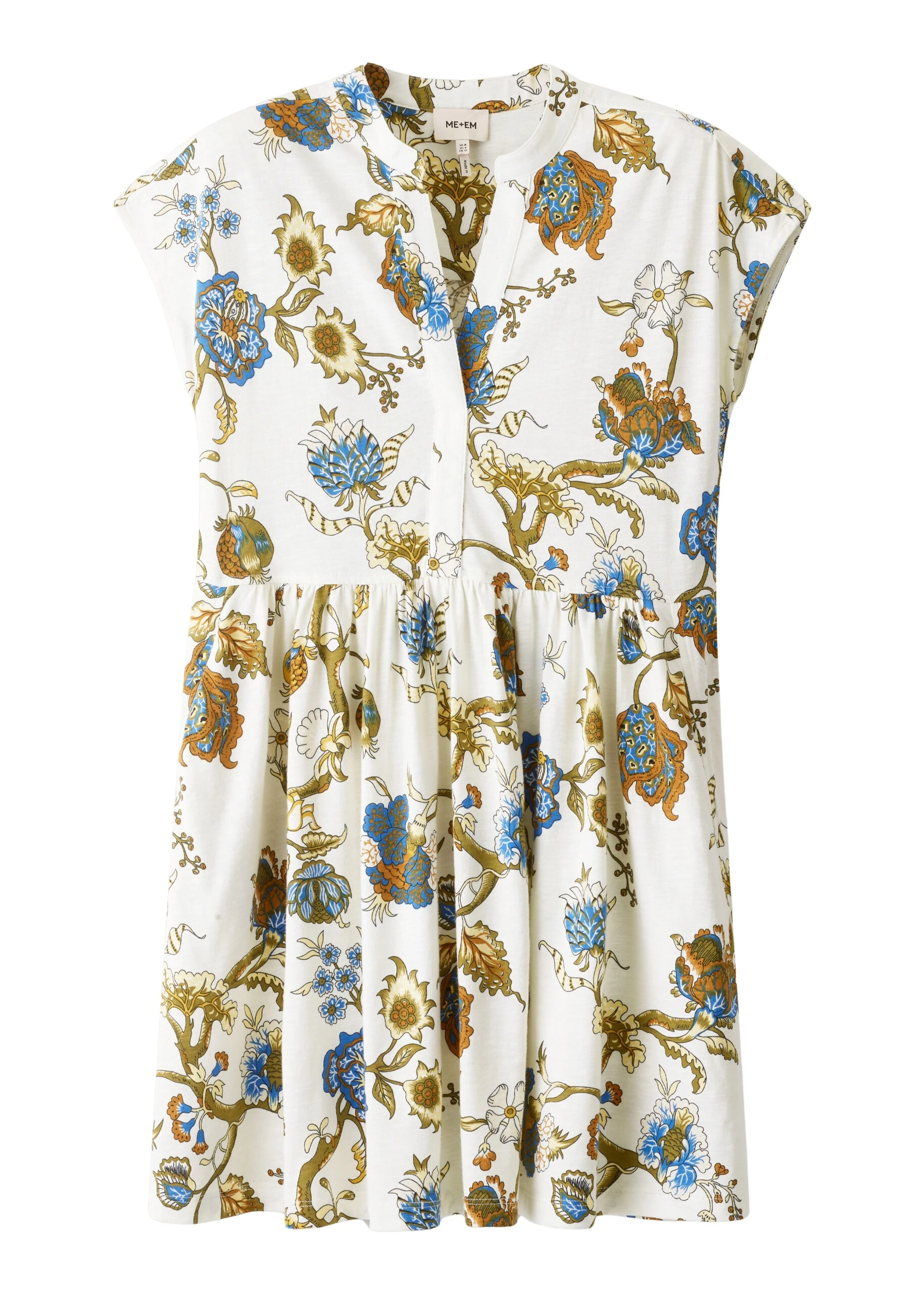 ME+EM Short Swing Dress in Light Cream Multi