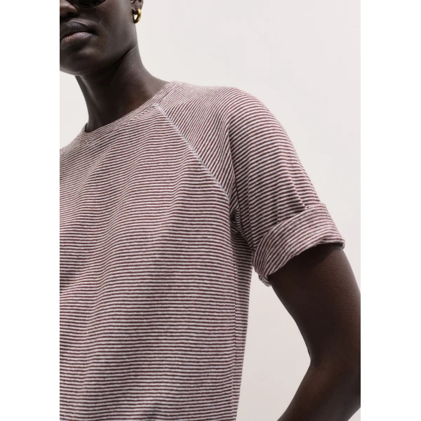 Me and Em ME+EM Slim Fit Raglan Tee in Cinnamon/Light Cream Top, view 3